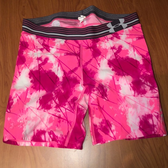 under armour pink compression shorts